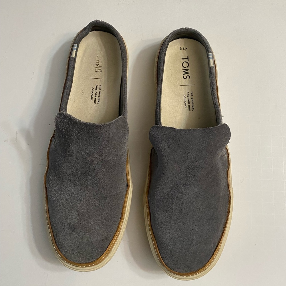 Toms Sunrise Gray Shade Suede Slip-On Slides Flats Mules Shoes Women's Us 7.5 View 2